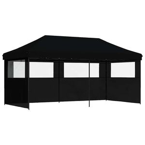 vidaXL Tente de r&eacute;ception pliable escamotable 3 parois lat&eacute;rales noir