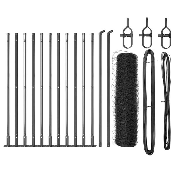 vidaXL Poteau de cl&ocirc;ture. Gris 25 x 0,5 m (maille de 36 mm) Acier