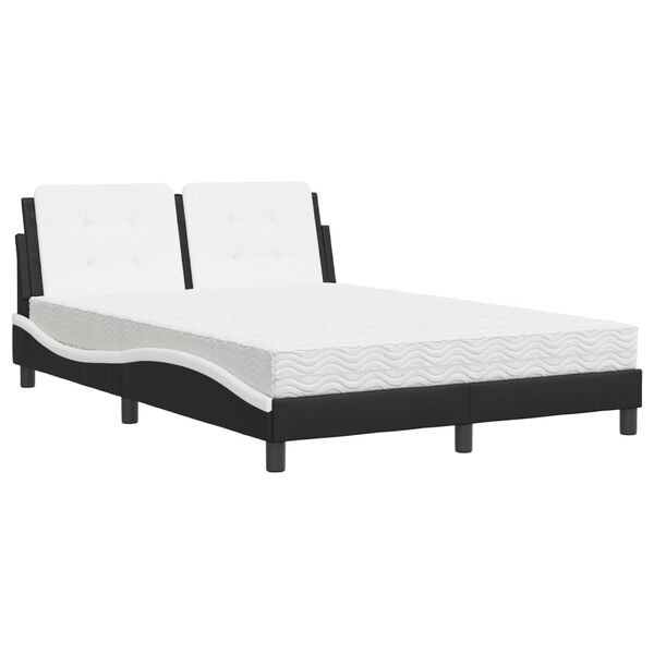 vidaXL Cadre de lit sans matelas Zadar noir et blanc 140x190 cm similicuir