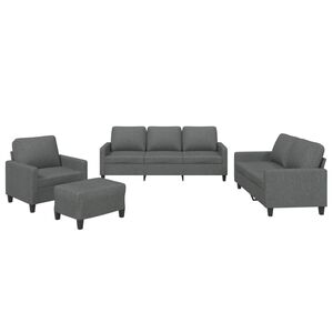 vidaXL Ensemble de canap&eacute;s 4 pcs avec coussins Gris fonc&eacute; Tissu