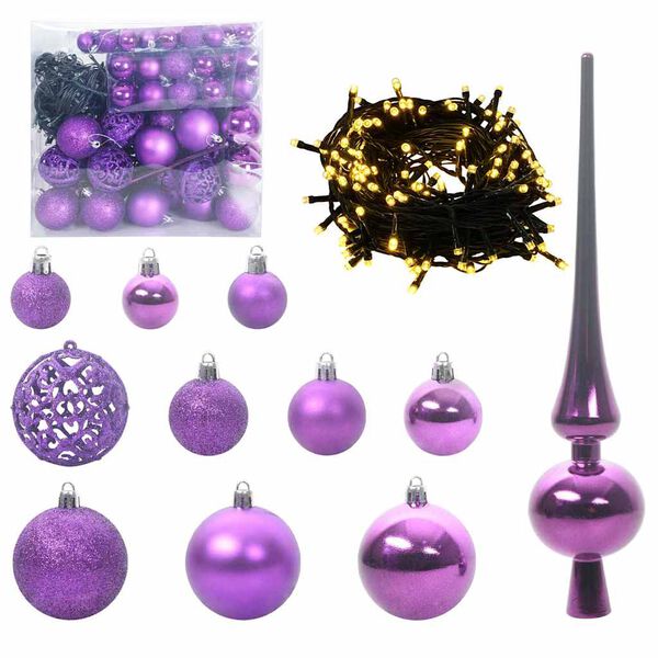vidaXL Ensemble de Boules de Noël avec 300 LED 120 pcs Lilas Plastique
