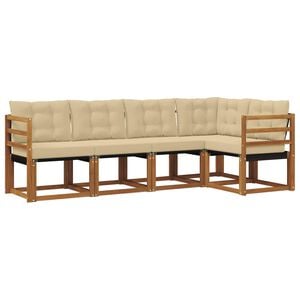 vidaXL Ensemble de canap&eacute;s d'ext&eacute;rieur 5 pcs Naturel et Beige