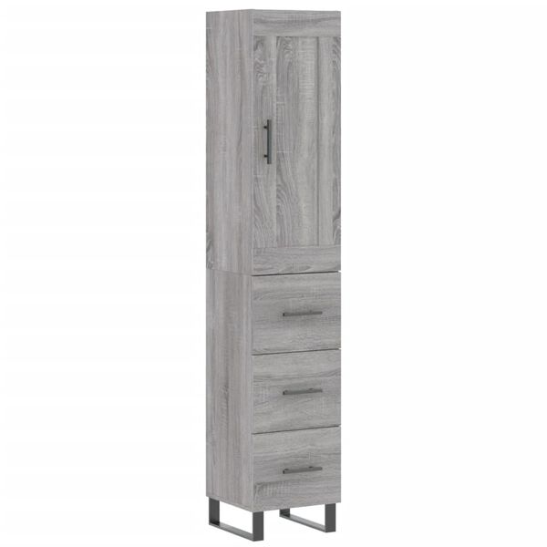 vidaXL Buffet haut Sonoma gris 34,5x34x180 cm Bois d'ing&eacute;nierie