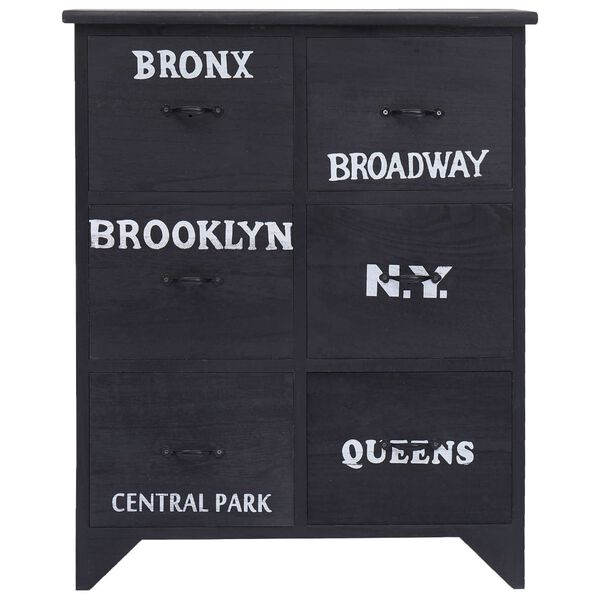 vidaXL Armoire latérale et 6 tiroirs Noir 60x30x75 cm Bois Paulownia