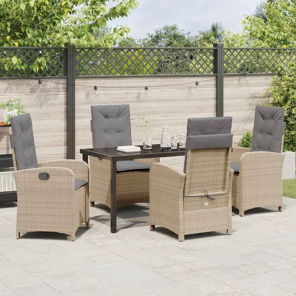 vidaXL Ensemble de salle &agrave; manger pour jardin 5 pcs Beige polyrotin