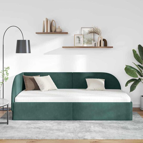 vidaXL Cadre de lit d'angle Vert fonc&eacute; 100 cm x 200 cm