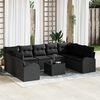 vidaXL Ensemble de Canap&eacute;s avec coussin 10 pcs Noir Poly Rattan