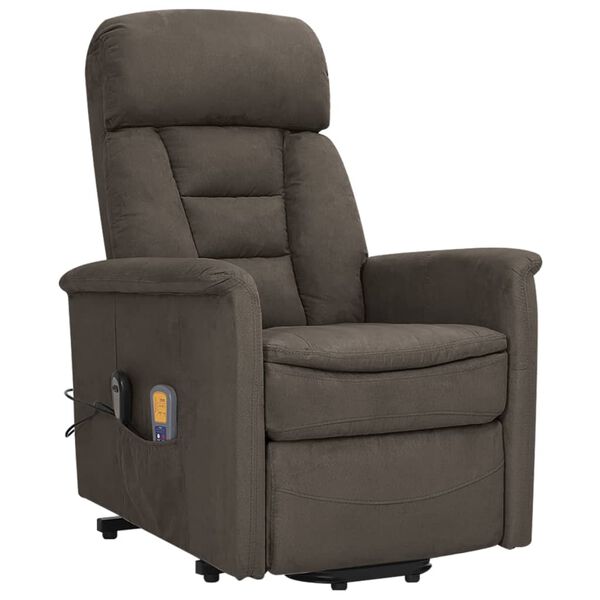 vidaXL Fauteuil de massage Gris foncé Tissu microfibre