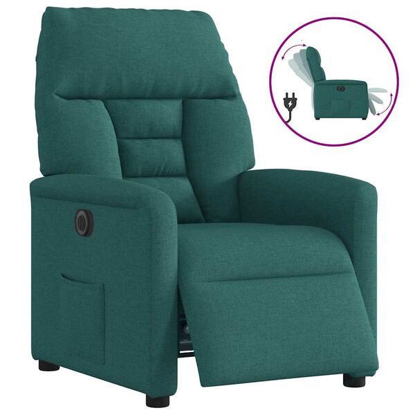 vidaXL Fauteuil inclinable &eacute;lectrique Vert fonc&eacute; Tissu