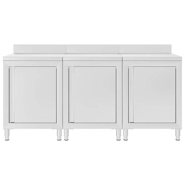 vidaXL Table de travail commerciale avec armoire 180x60x96 cm Inox