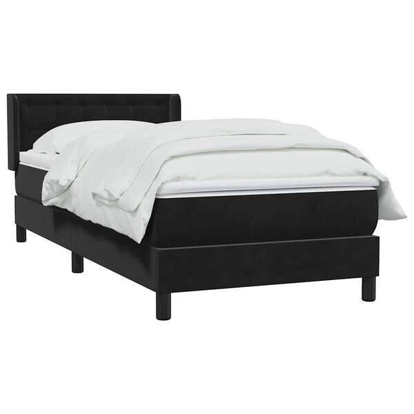 vidaXL Sommier &agrave; lattes de lit avec matelas noir 90x220 cm velours
