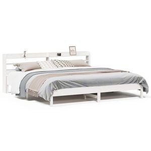 vidaXL Cadre de lit sans matelas blanc 200x200 cm bois massif de pin