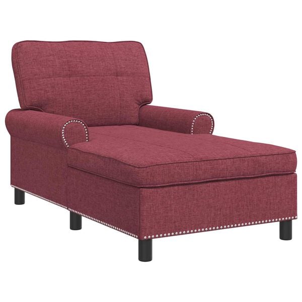 vidaXL Chaise longue avec coussin Bordeaux 91 x 157 x 91 cm tissu
