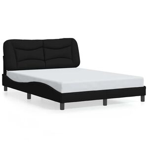 vidaXL Cadre de lit sans matelas Hvar noir 140x190 cm tissu
