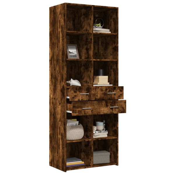 vidaXL Buffet haut ch&ecirc;ne fum&eacute; 70x42,5x185 cm bois d'ing&eacute;nierie
