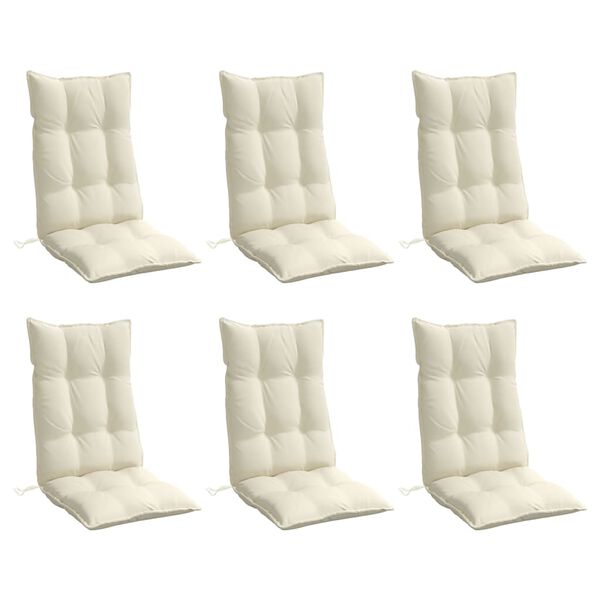 vidaXL Coussins de chaise à dossier haut lot de 6 crème tissu oxford