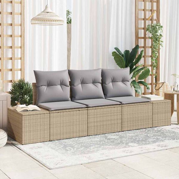 vidaXL Ensemble de canap&eacute; de jardin 3 pcs Beige et Gris clair