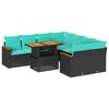 vidaXL Salon de jardin 9 pcs avec coussins noir r&eacute;sine tress&eacute;e