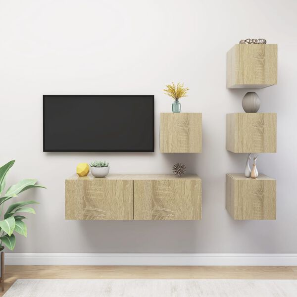 vidaXL Ensemble de meubles TV 5 pcs Chêne sonoma Bois d'ingénierie