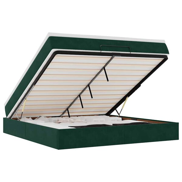 VidaXL Cadre de lit ottoman avec matelas vert fonc&eacute; 160x200 cm velours