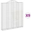 vidaXL Paniers &agrave; gabions arqu&eacute;s 9 pcs 200x30x220/240 cm fer galvanis&eacute;