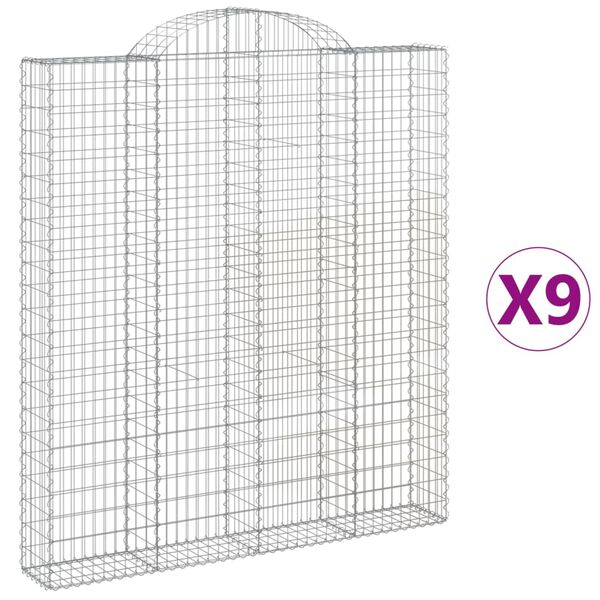 vidaXL Paniers &agrave; gabions arqu&eacute;s 9 pcs 200x30x220/240 cm fer galvanis&eacute;
