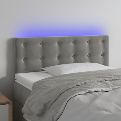 vidaXL Tête de lit à LED Gris clair 100x5x78/88 cm Velours