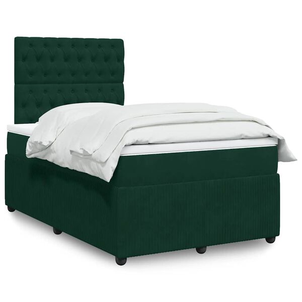 vidaXL Sommier &agrave; lattes de lit avec matelas vert fonc&eacute; 120x190 cm