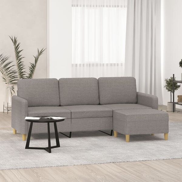 vidaXL Canap&eacute; &agrave; 3 places avec repose-pieds Taupe 180 cm Tissu