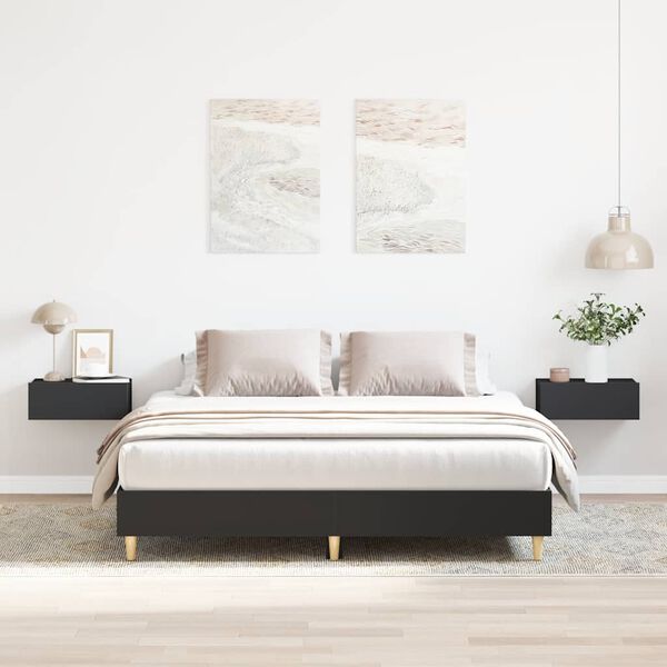 vidaXL Cadre de lit sans matelas noir 150x200 cm bois d'ingénierie