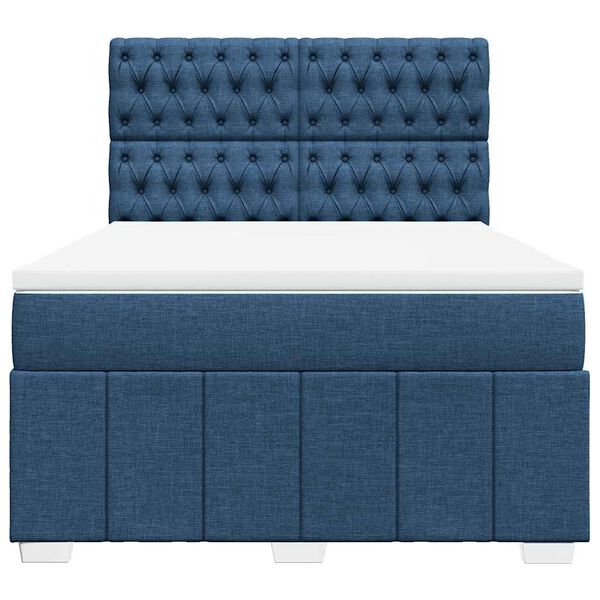 vidaXL Sommier &agrave; lattes de lit avec matelas Bleu 140x190 cm Tissu