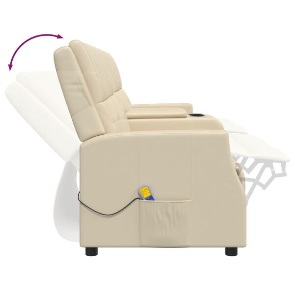 vidaXL Fauteuil de massage inclinable 4 places crème similicuir