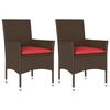 vidaXL Chaises de jardin avec coussins lot de 2 marron r&eacute;sine tress&eacute;e