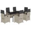 vidaXL Ensemble &agrave; manger de jardin et coussins 7 pcs gris clair rotin