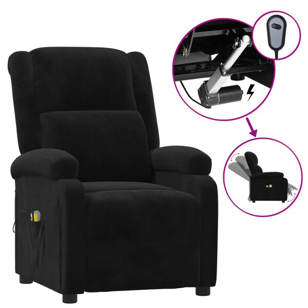 vidaXL Fauteuil électrique de massage Noir Velours