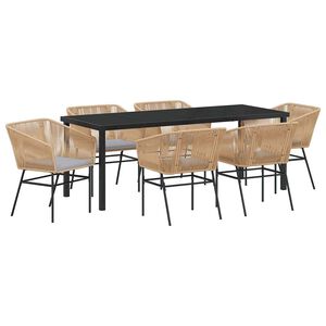 vidaXL Ensemble de salle &agrave; manger pour jardin 7 pcs Marron