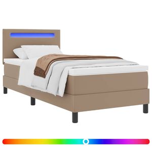 vidaXL Lit &agrave; ressorts avec matelas Cappuccino 90 x 200 cm Simili cuir