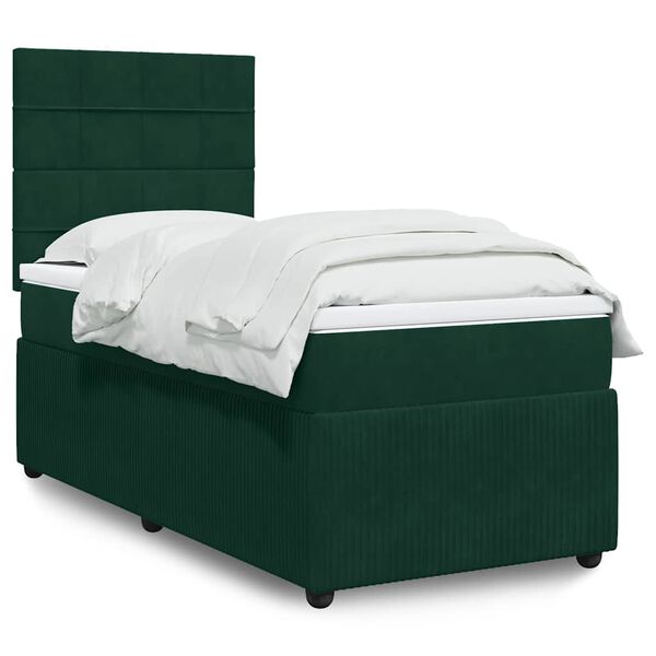 vidaXL Sommier &agrave; lattes de lit avec matelas Vert fonc&eacute; 90x190 cm