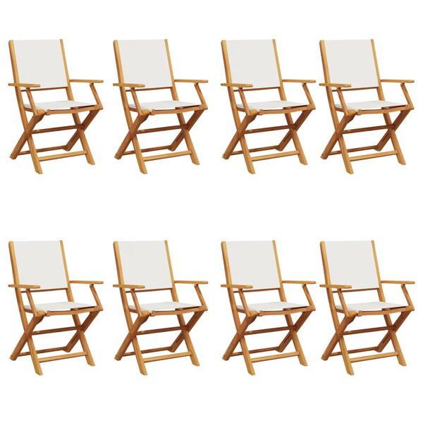 vidaXL Chaises de jardin pliantes lot de 8 tissu et bois massif