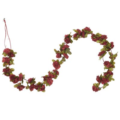 vidaXL Guirlandes de fleurs artificielles 6 pcs rouge bordeaux 250 cm