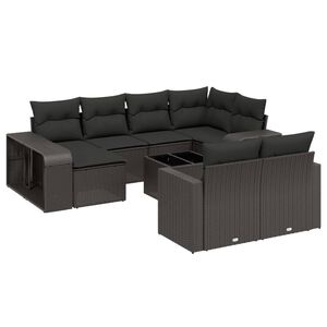 vidaXL Salon de jardin 11 pcs avec coussins noir r&eacute;sine tress&eacute;e