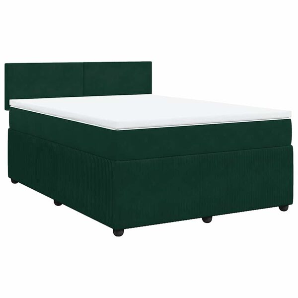 vidaXL Sommier &agrave; lattes de lit et matelas Vert fonc&eacute; 140x190cm Velours