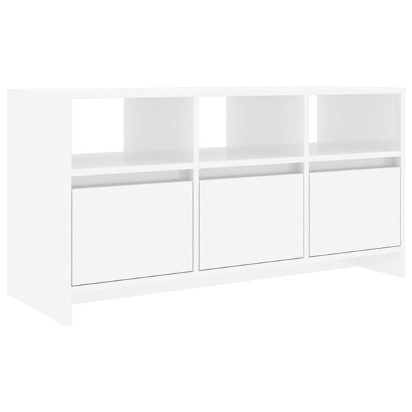 vidaXL Meuble TV Blanc brillant 102x37,5x52,5 cm Bois d'ing&eacute;nierie