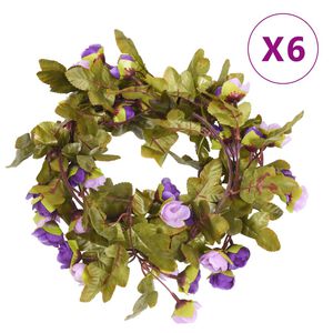 vidaXL Guirlandes de fleurs 6 pcs violet clair 215 cm