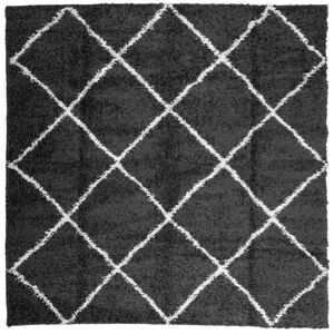 vidaXL Tapis shaggy à poils longs moderne noir et crème 160x160 cm