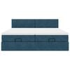 vidaXL Cadre de lit ottoman avec matelas bleu fonc&eacute; 200x200 cm velours