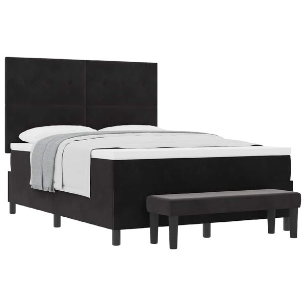 vidaXL Lit &agrave; ressorts avec matelas Noir 140 x 190 cm Velours