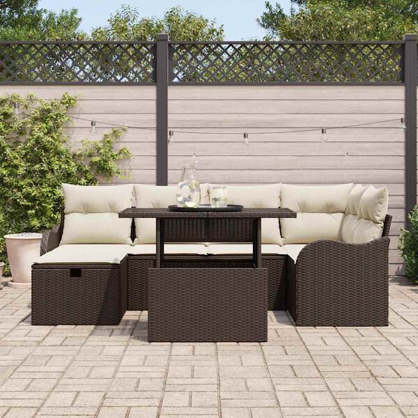 vidaXL Ensemble de canapé de jardin 7 pcs Marron Poly rotin