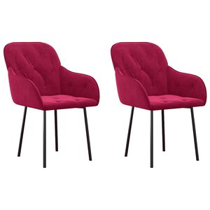 vidaXL Chaises &agrave; manger lot de 2 Rouge bordeaux Velours