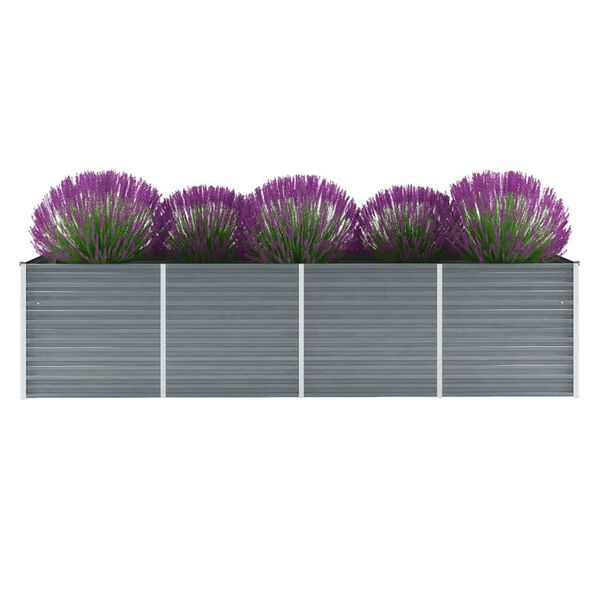 vidaXL Lit sur&eacute;lev&eacute; de jardin Acier galvanis&eacute; 320x80x77 cm Gris
